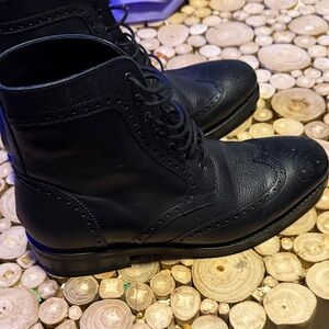 Thursday Boot Company Black Leather Wingtip Boots